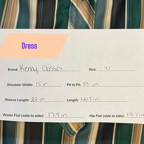Kenny Classics A-Line Shirt Dress Women's 10 Multicolor Midi VTG Business Casual - Picture 13 of 13